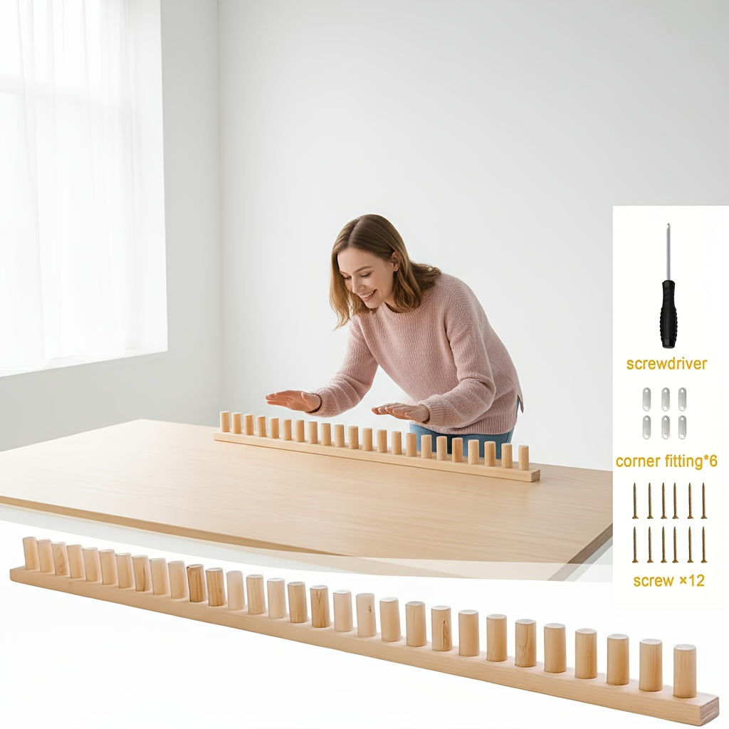 Adjustable Wooden Weaving Loom with Accessories, Listed 52.5-Inch Manual Yarn Craft Frame for DIY Blankets, Scarves, Bags and Hats at Home