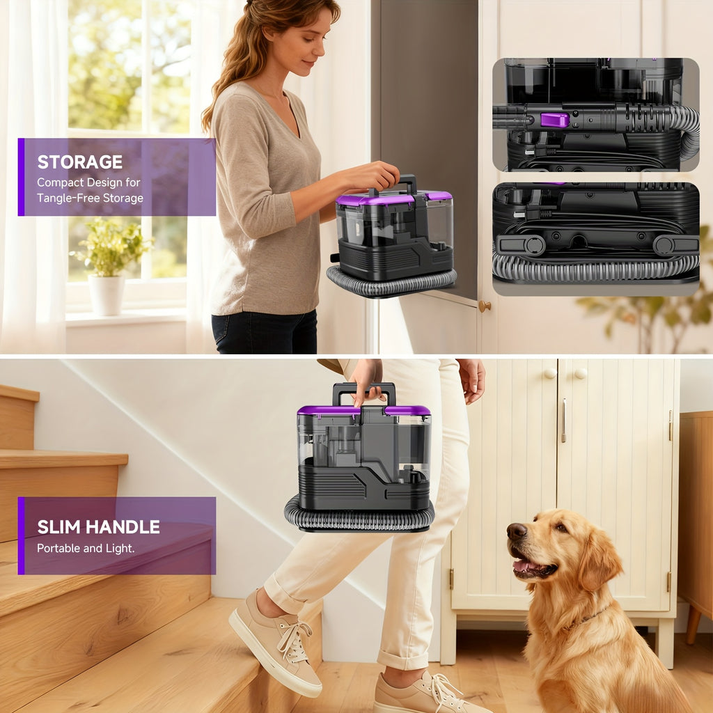 Upholstery Cleaner Machine, Portable Carpet Spot Cleaner with 30Kpa Suction and Dual-Size Brush Head for Pet Stains, Couch, Stairs and Car Seats