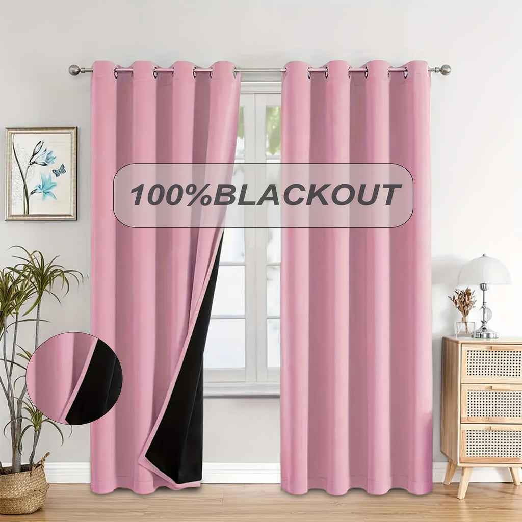 Blackout Curtains with Grommet Top in a Two-Panel Set, Five Color Choices and Seven Size Options for Bedroom, Living Room and Dining Room Window Styling