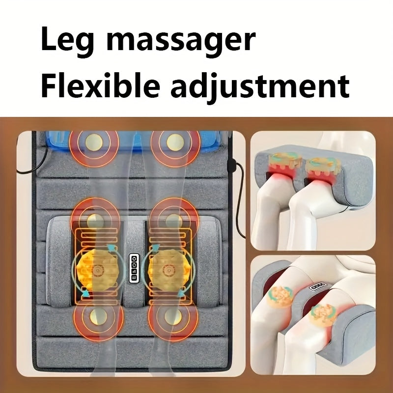 Gray Heated Massage Mat Set with Leg Massager, Velvet Material, Vibration Massage, Timer, Massage Headrest and Lumbar Mat for Home Relaxation