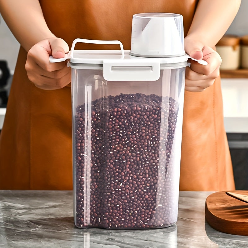 Rice Storage Container with Flip-Top Sealed Lid, Listed 84.54oz Storage Bucket for Flour and Dry Grains, Kitchen Pantry Canister for Everyday Organization