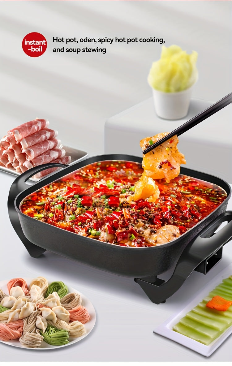 Electric Frying Pan with Lid in Black, Nonstick Cooking Pot with Listed Constant Temperature Control for Stir-Frying, Steak Preparation and Home Kitchen Meals