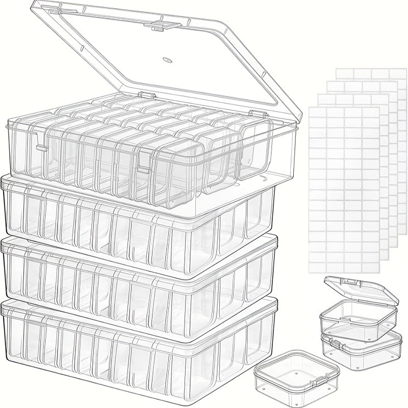 Bead Organizer Storage Box with Drawers and Stackable Plastic Design, Listed 60, 90, 120 or 180 Pocket Options Including Pink for Jewelry and Hair Accessory Sorting
