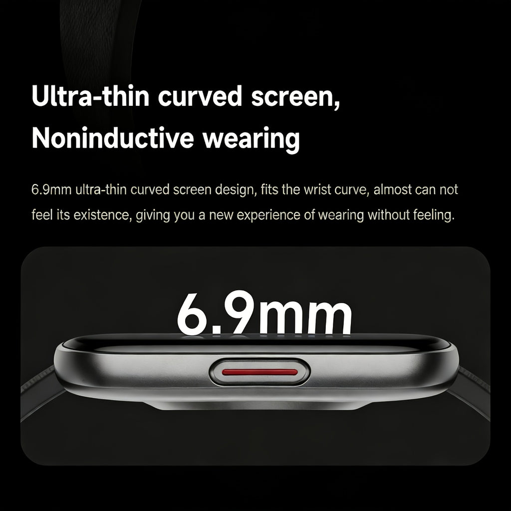 Curved Touchscreen Smart Watch, 1.85-Inch Calling Watch with Message Reminders, Multiple Sports Modes, Camera and Music Controls for iPhone and Android