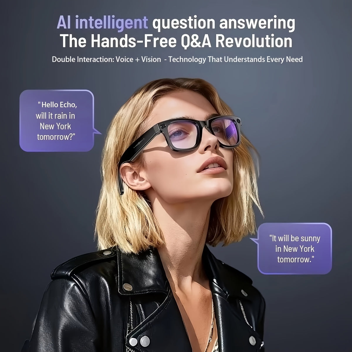 Photochromic Camera Glasses with 8MP Imaging, Stabilization, Photo Video and Audio Recording, AI Translation, Voice Control, Music and Dual Microphones