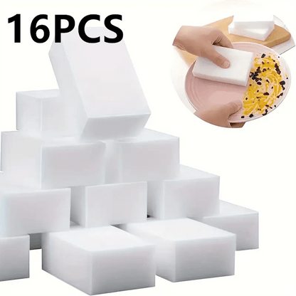 Sponge Eraser Cleaning Pads in 8, 16 or 32-Piece Packs, Water-Activated Cut-to-Fit Foam for Compatible Kitchen and Bathroom Surfaces