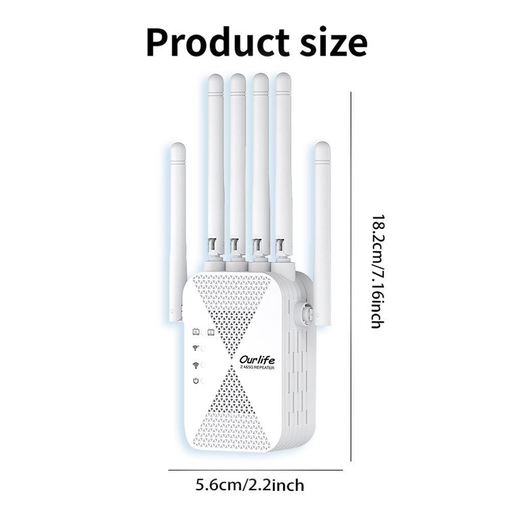 WiFi 6 Range Extender with 6 Antennas, Compact Wireless Signal Booster and Repeater for Home Office and Coffee Shop Network Coverage
