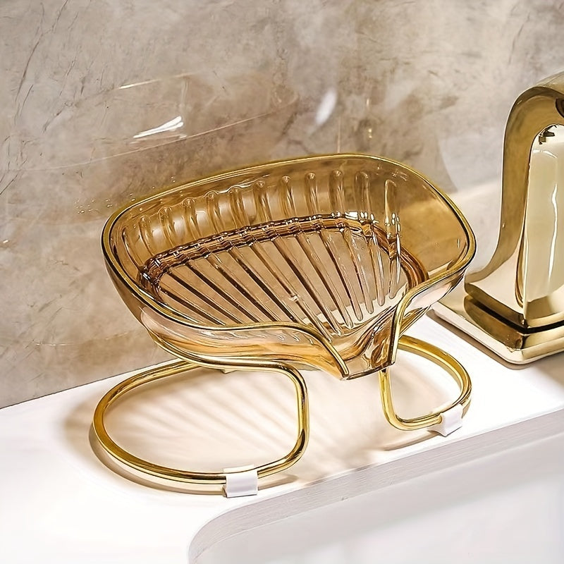 Self-Draining Plastic Soap Dish, Single Bar Soap Holder in Amber, Emerald Green or Clear for Bathroom Wash Areas and Everyday Sink-Side Storage