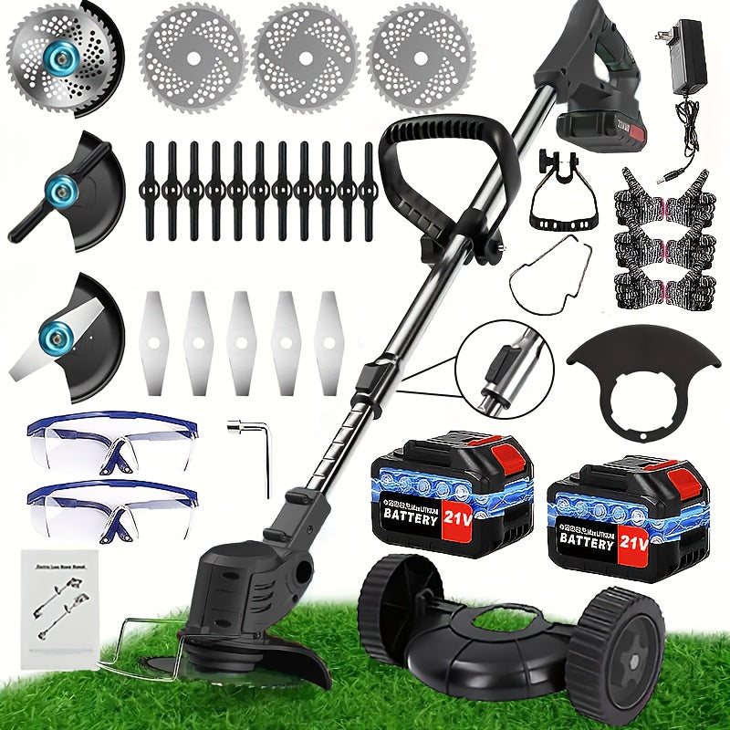 Multi Blade Cordless Grass Cutter for Home Lawn and Garden Maintenance, Listed Lithium Battery Power with Color Series Sets and an Older Green Model Option