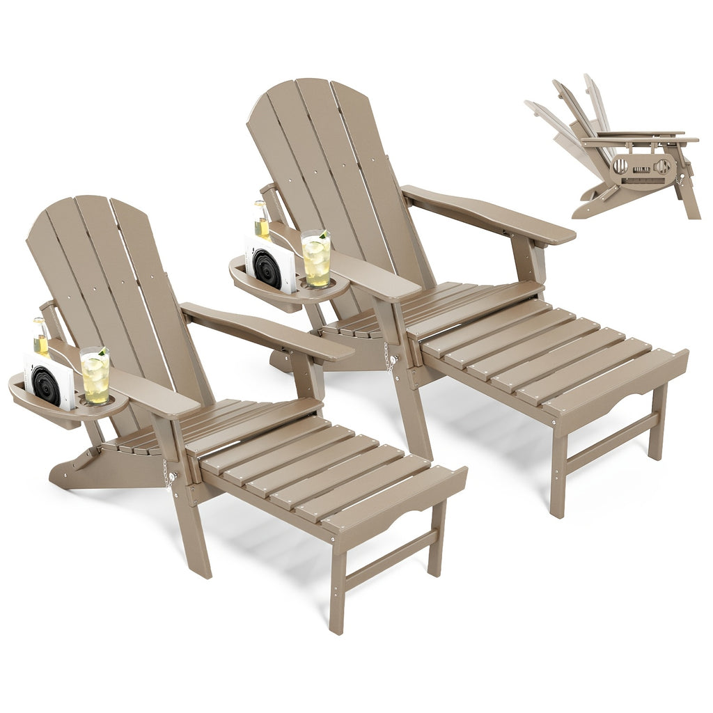 Adjustable Adirondack Chair by FOOWIN in HDPE for Patio, Lawn and Garden Seating, Single or Two-Chair Options with Selected Footrest-Free Configurations