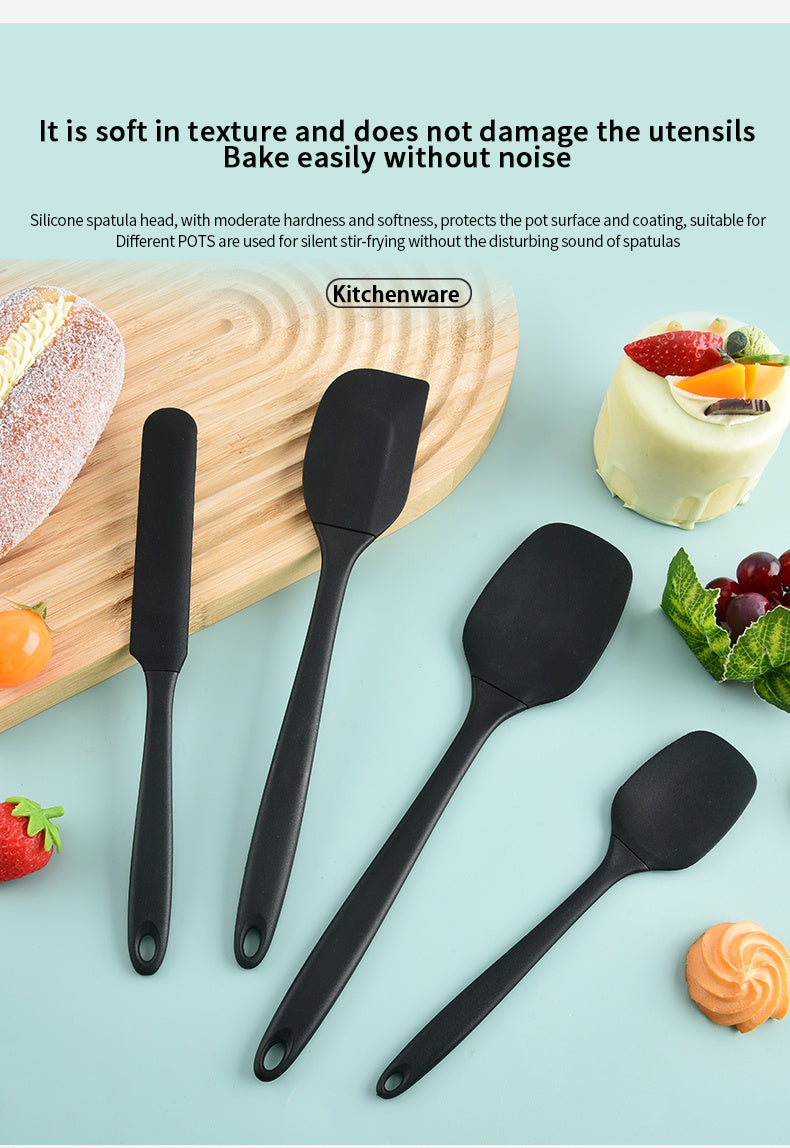 Silicone Baking Utensil Set, Six-Piece Kitchen Tool Selection with Scraper, Spatula and Oil Brush References in Red, Green, Black, Pink or Blue for Cake Preparation