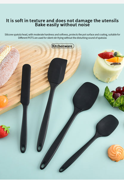 Silicone Baking Utensil Set, Six-Piece Kitchen Tool Selection with Scraper, Spatula and Oil Brush References in Red, Green, Black, Pink or Blue for Cake Preparation