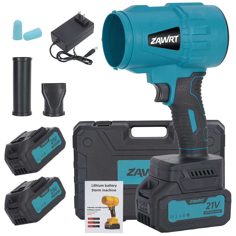 21V Cordless Leaf Blower with Listed 30000RPM Motor, Handheld Outdoor Air Tool in Single-Battery Box or Dual-Battery Toolbox Sets for Leaf and Dust Cleanup