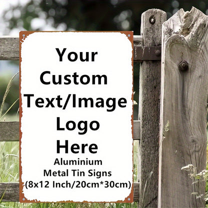 Custom Metal Wall Sign, 12 x 8 Inch Horizontal Tin Plaque with Personalized Text or Pattern Reference for Vintage Home, Garden, Bar and Restaurant Decor