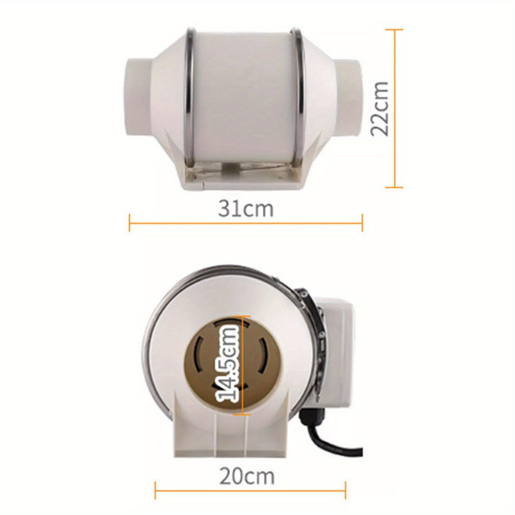 6 Inch Inline Duct Fan 540 CFM, Quiet 75W Ventilation Exhaust Blower for Grow Tents, Greenhouses, Bathrooms and HVAC Ducting, 110V 38dB Low Noise with Detachable Body for Easy Cleaning, White