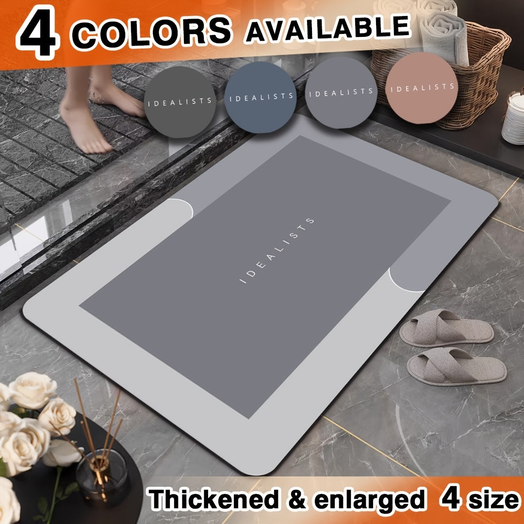 Soft Diatomaceous Earth Bath Mat, Absorbent Quick-Drying Bathroom Floor Mat in Dark Gray, Blue, Light Gray or Pink with Four Size Options for Home Use