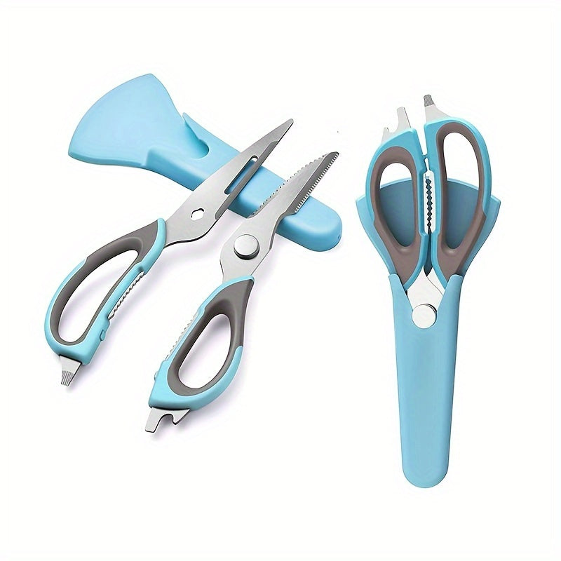 Detachable Kitchen Shears with Magnetic Holder, 7-in-1 Stainless Steel Food Scissors for Meat and Fish Prep, Bottle Opening and Everyday Home Cooking