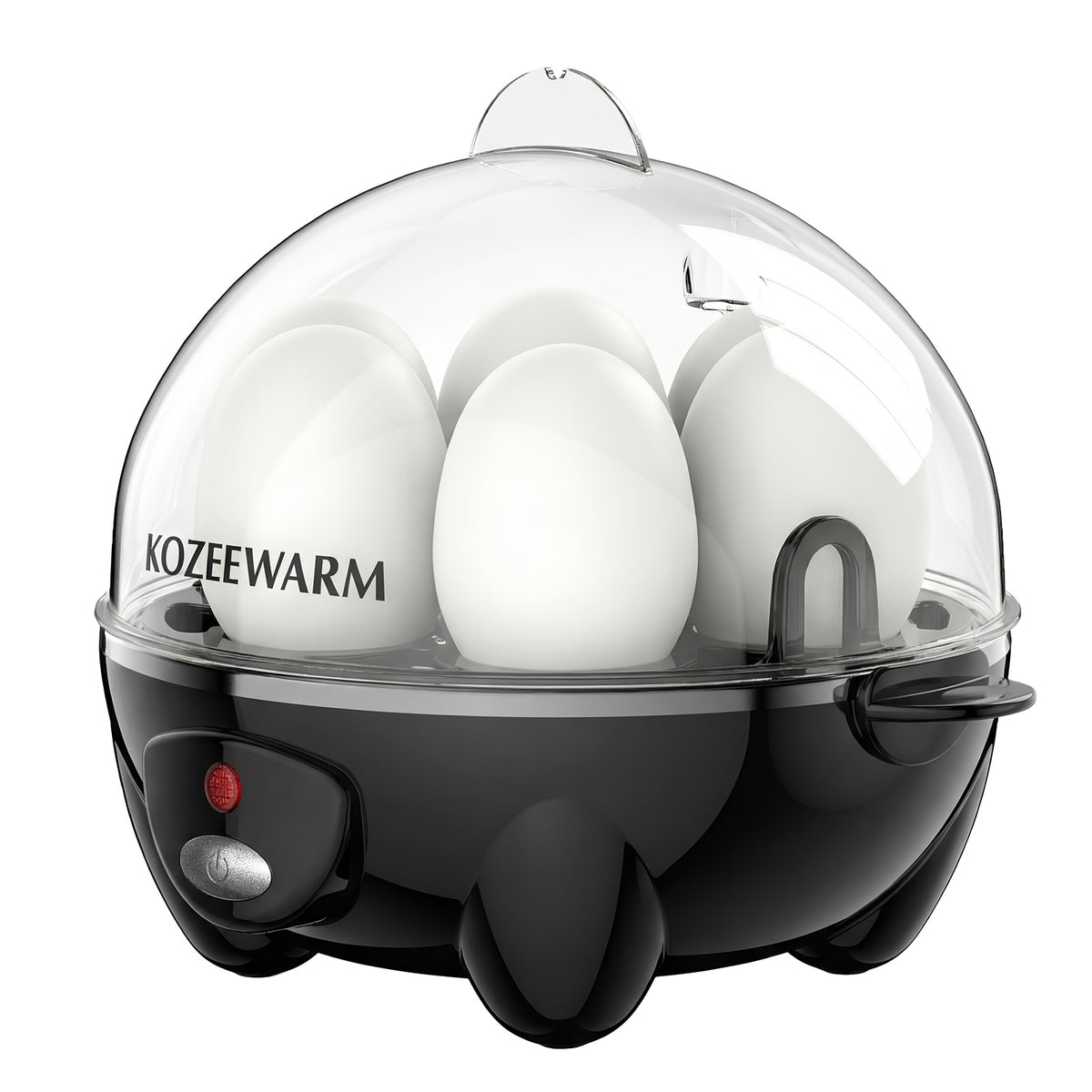 Black Egg Cooker Set with Automatic Shut-Off and Listed 7 or 14 Egg Capacity, One or Two Layer Options for Boiled Eggs, Steamed Vegetables and Omelets