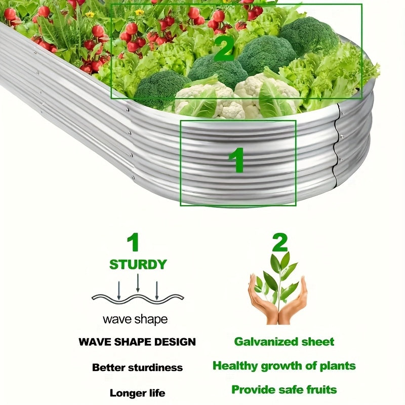 Raised Garden Bed Kit with Galvanized Metal Planter Wording, 2x2x1ft Single or 4x2x1ft One-, Two- and Four-Piece Options for Outdoor Backyard Planting Projects