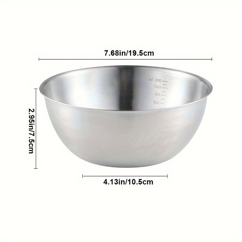 Mixing Bowls with Measuring Marks, Three-Piece Polished Stainless Steel Set in Small, Medium and Large Sizes for Baking, Salad Mixing and Kitchen Prep