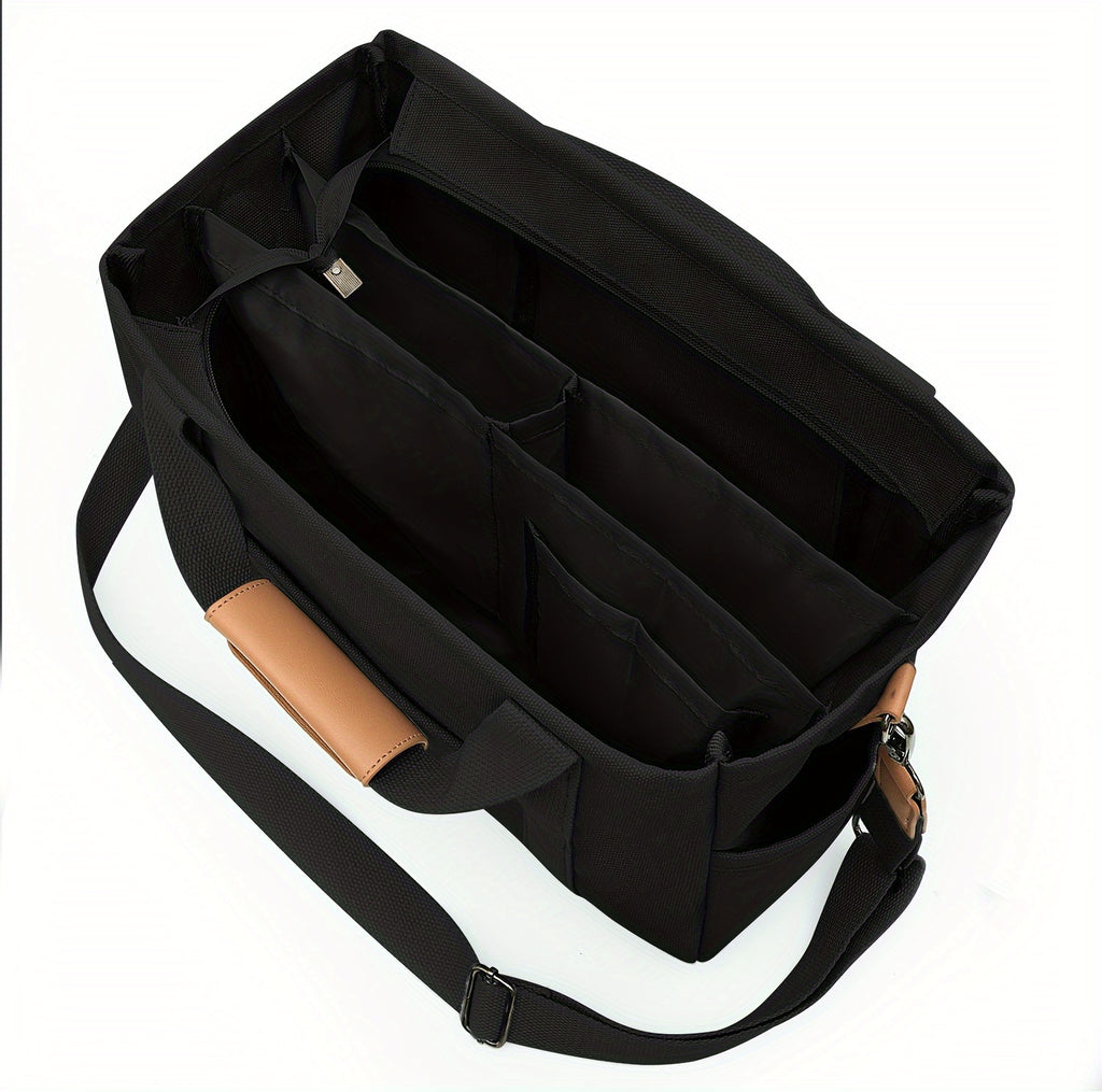 Women's Tote Bag with Three Inner Compartments and Front Zipper Pocket, Small or Large Shoulder and Crossbody Handbag Options for Work, Travel and Daily Carry