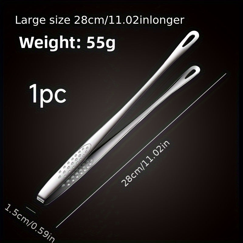 Multipurpose Stainless Steel Food Tongs, 24cm or 28cm Serving Utensil Options for Bread, Ice, Barbecue Meals, Baking Tasks and Camping Kitchen Preparation