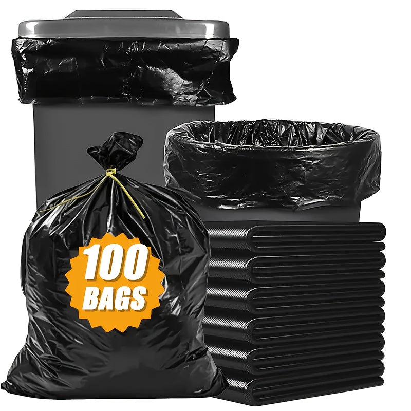 Black Large Trash Bags with Listed 55–60 Gallon Capacity, 25, 50, 100 or 150-Bag Options for Compatible Household Bins, Garden Cleanup and Camping Waste Collection