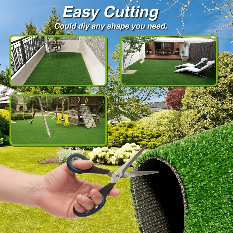 Artificial Turf Outdoor Rug in 5ft x 8ft or 4ft x 10ft Size Options, Fake Grass Mat for Decorative Patio Arrangements, Garden Displays and Backyard Party Planning