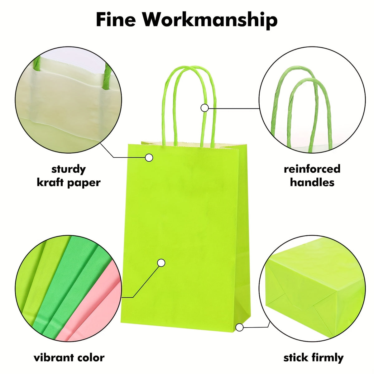 Colorful Paper Gift Bags with Handles, 20, 40 or 100-Pack Party Favor Packaging with a Medium 100-Pack Option for Birthdays, Baby Showers, Weddings and Holidays