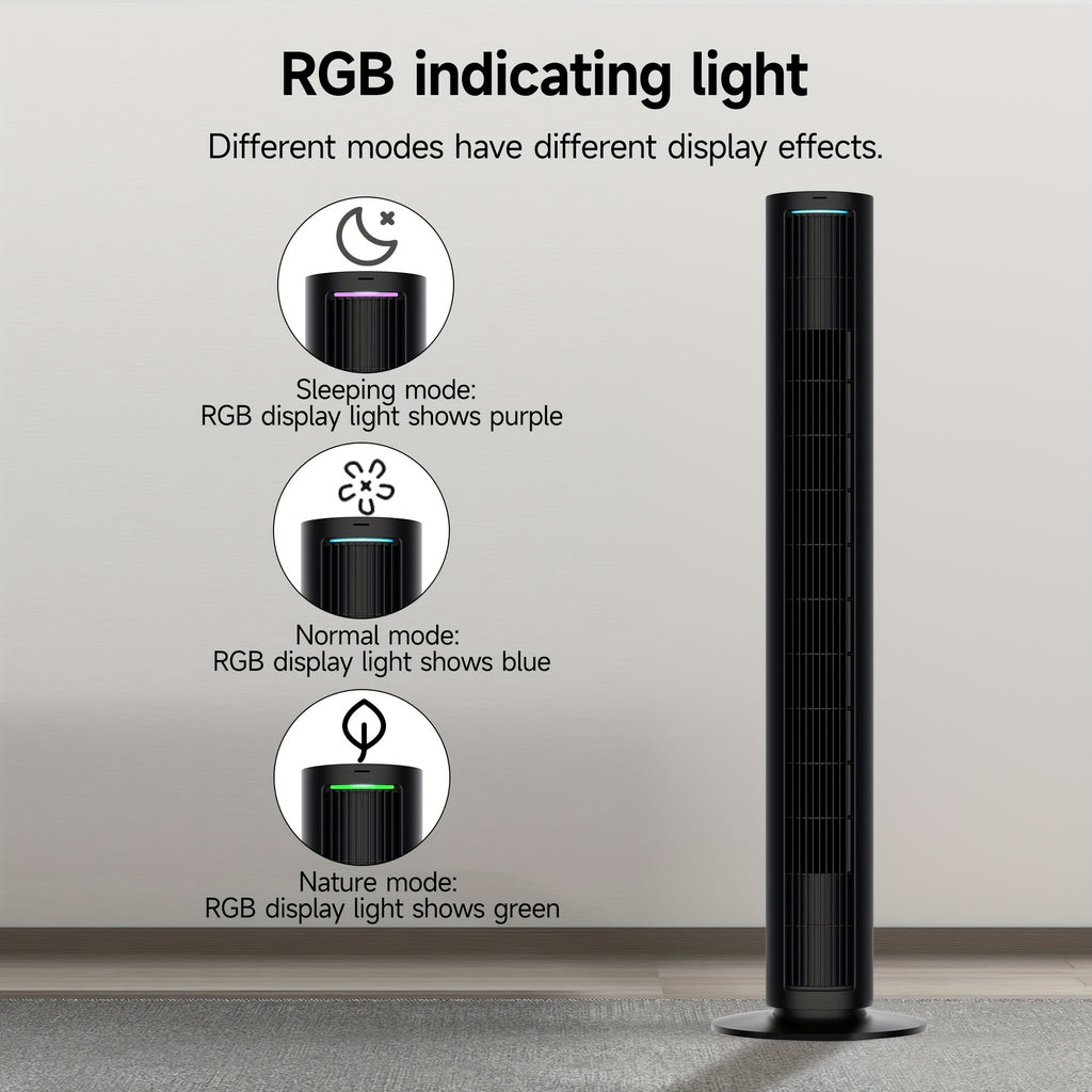Oscillating Tower Fan in Black with 40-Inch Option Label, Listed Remote Control, Four Speeds, Timer and LED Display for Home Office and Living Room Airflow