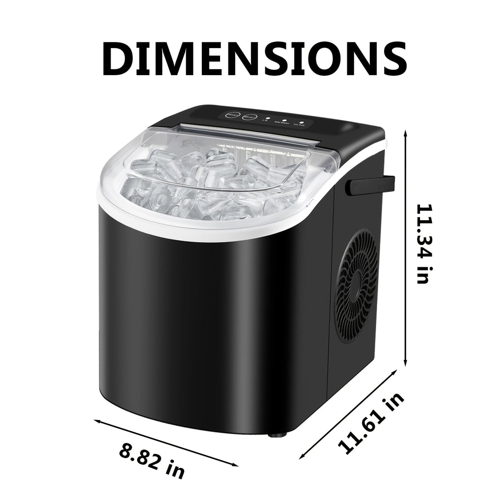 [Portable Ice Maker] Countertop Ice Maker With Handle, Produces 29 Pounds Of Ice In 24 Hours, Makes 9 Ice Cubes In 6 Minutes. Portable Ice Maker Comes With A Basket And Ice Scoop