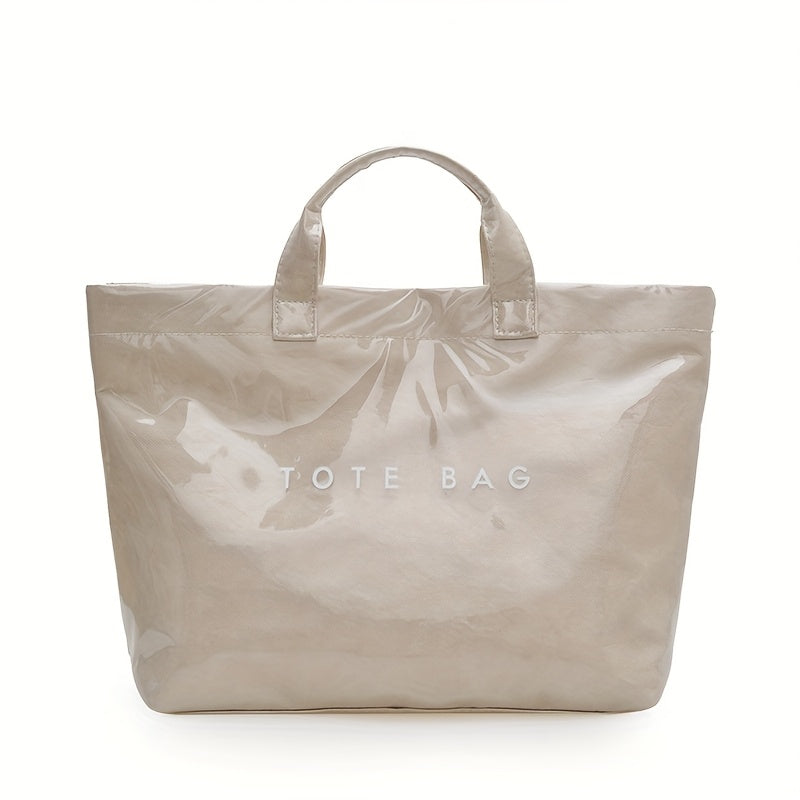 Detachable-Strap Handbag for Women with Listed Tape Closure, Beige, Green, Brown or Black Tote Options for Everyday Shopping, Casual Travel and Event Styling