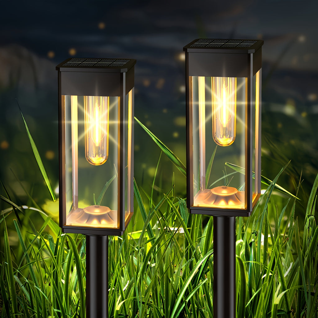 Solar Garden Lamps with Listed Warm White Light, Four-Piece Box, Six-Piece Box or Six-Set Option Labels for Courtyard, Terrace and Walkway Landscape Decoration