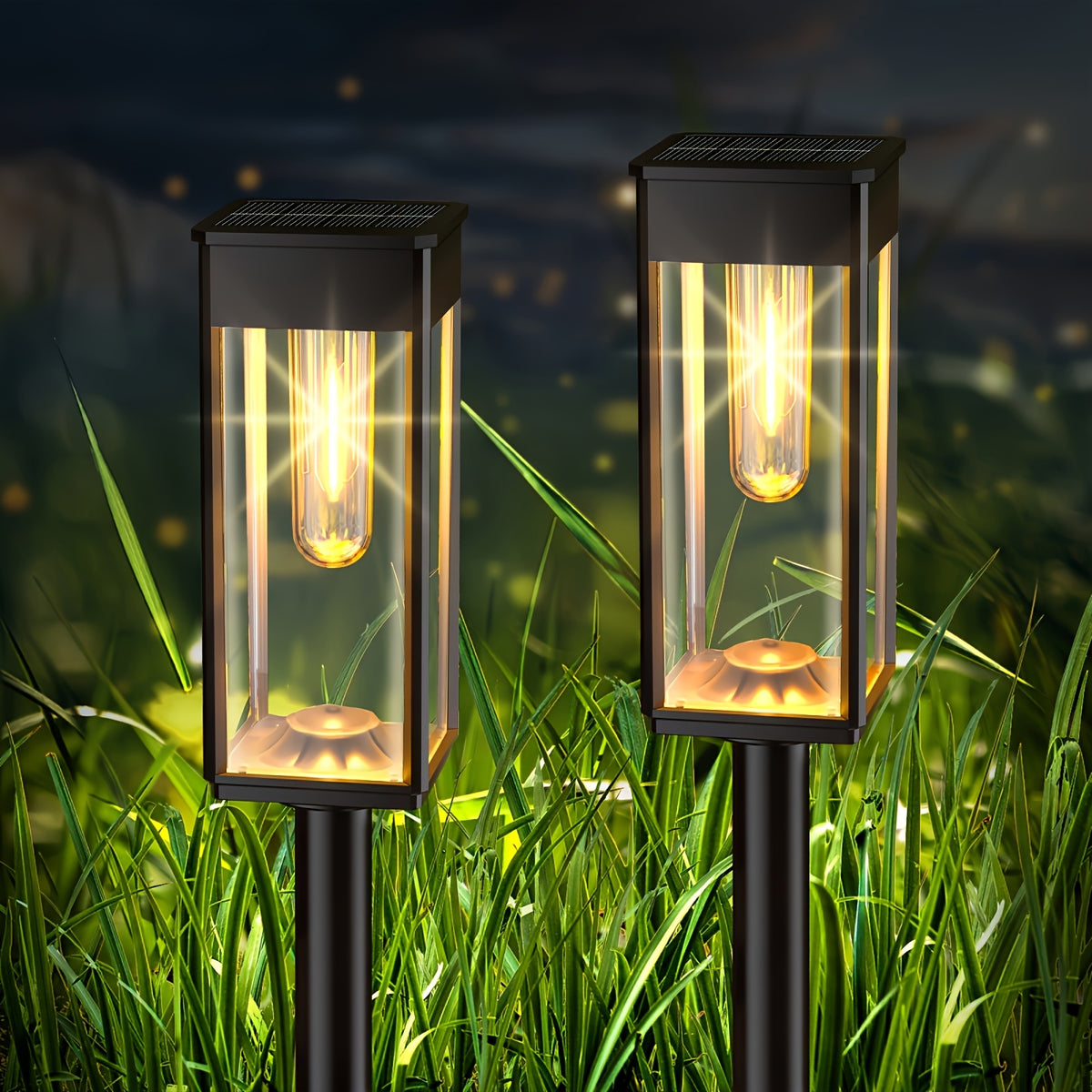 Solar Garden Lamps with Listed Warm White Light, Four-Piece Box, Six-Piece Box or Six-Set Option Labels for Courtyard, Terrace and Walkway Landscape Decoration