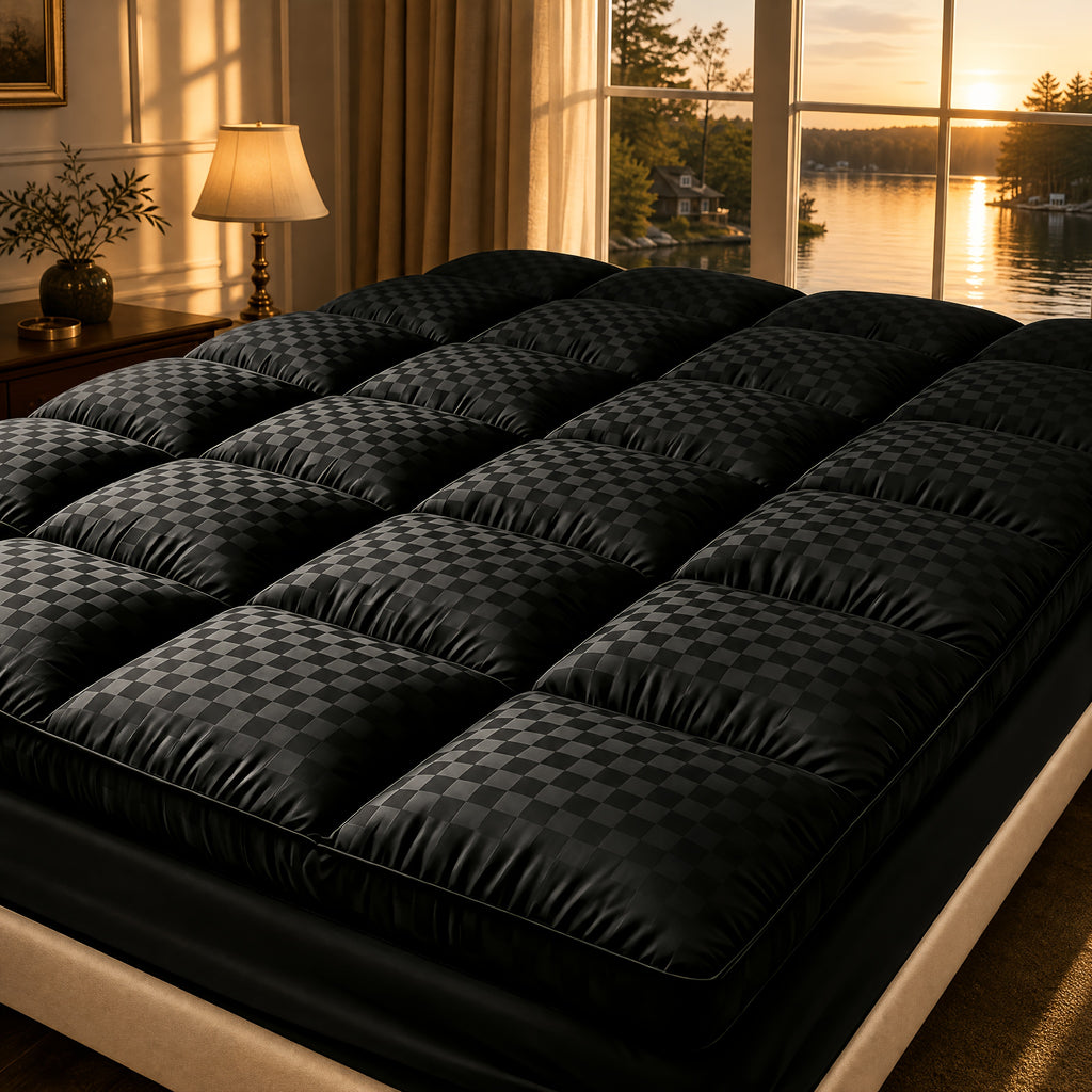 Quilted Pillow Top Mattress Pad for Bedroom and Dorm Bedding, Twin XL and Five Other Size Options with Black, White, Grey, Navy Blue, Beige or Bamboo-Pro Max Labels