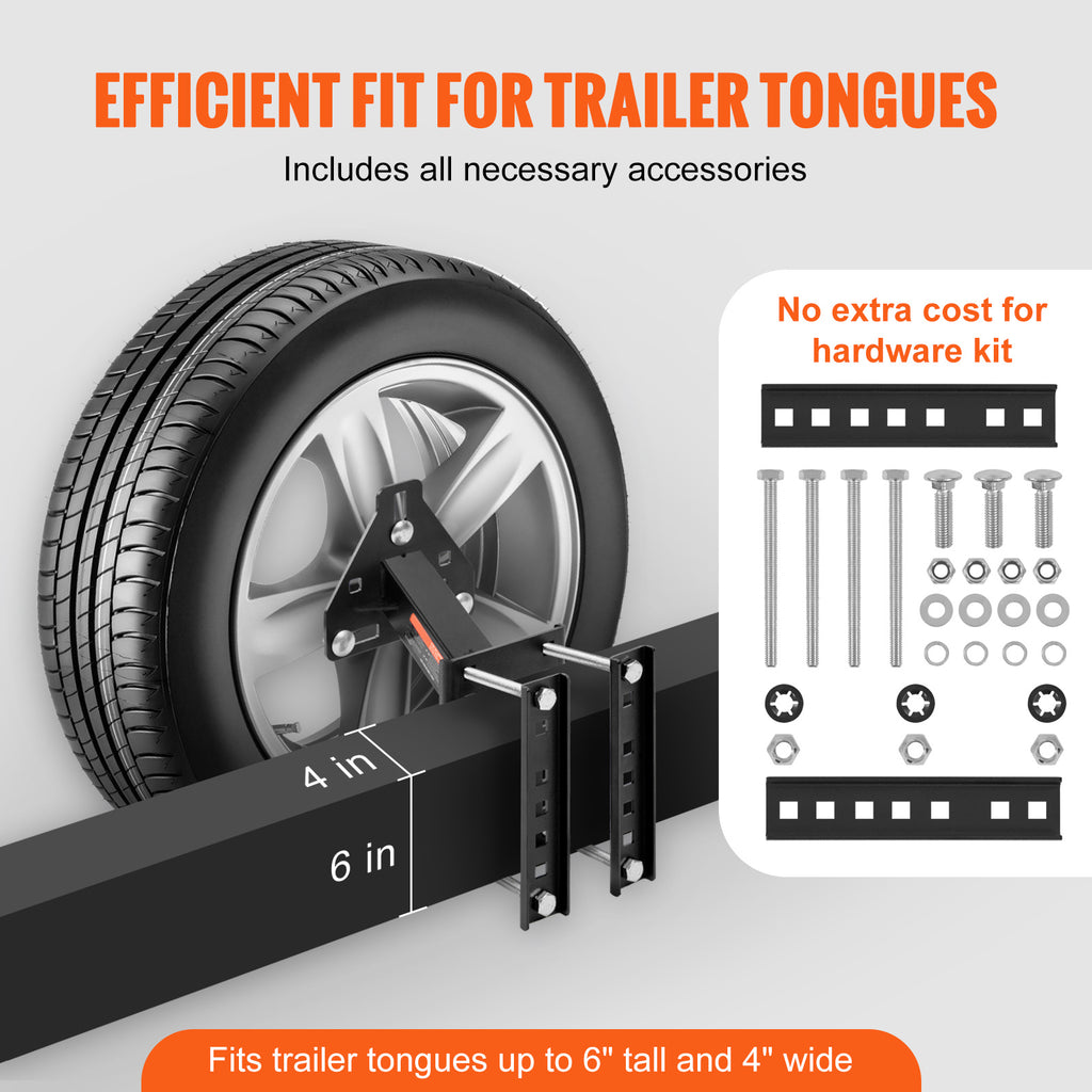 Trailer Spare Tire Carrier by VEVOR for Compatible Utility and Boat Trailers, Three-Bolt Wheel Mount with Listed 160 lb Capacity and Galvanized Hardware