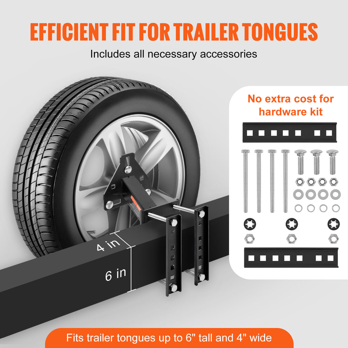 Trailer Spare Tire Carrier by VEVOR for Compatible Utility and Boat Trailers, Three-Bolt Wheel Mount with Listed 160 lb Capacity and Galvanized Hardware
