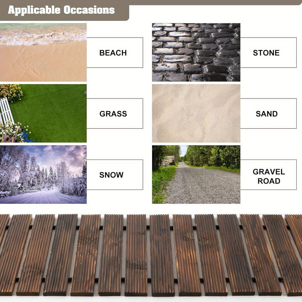 Roll-Out Wooden Garden Walkway by PIYPIY, Brown Cedar Slat Pathway with Textured Surface and Rubber Cord Connections for Backyard and Outdoor Decor