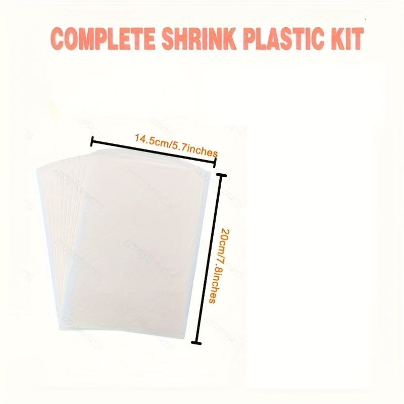 Shrink Plastic Craft Kit, 215 Pieces with 15 A5 Shrink Sheets, 100 Keychain Accessories and 100 Open Iron Rings for DIY Charms and Handmade Gifts
