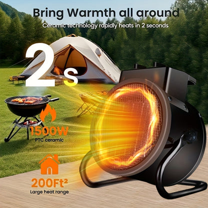 Portable PTC Ceramic Heater with Listed 1500W Heating and Overheat Protection, Black or Yellow Space Heater Options for Manufacturer-Approved Locations