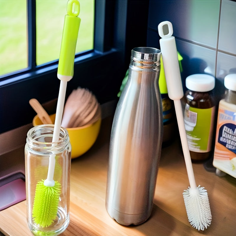 Long Handle Bottle Cleaning Brush with Listed 360-Degree Rotating Design, Reusable Manual Cup and Container Scrubber with PC Handle in Four Colors