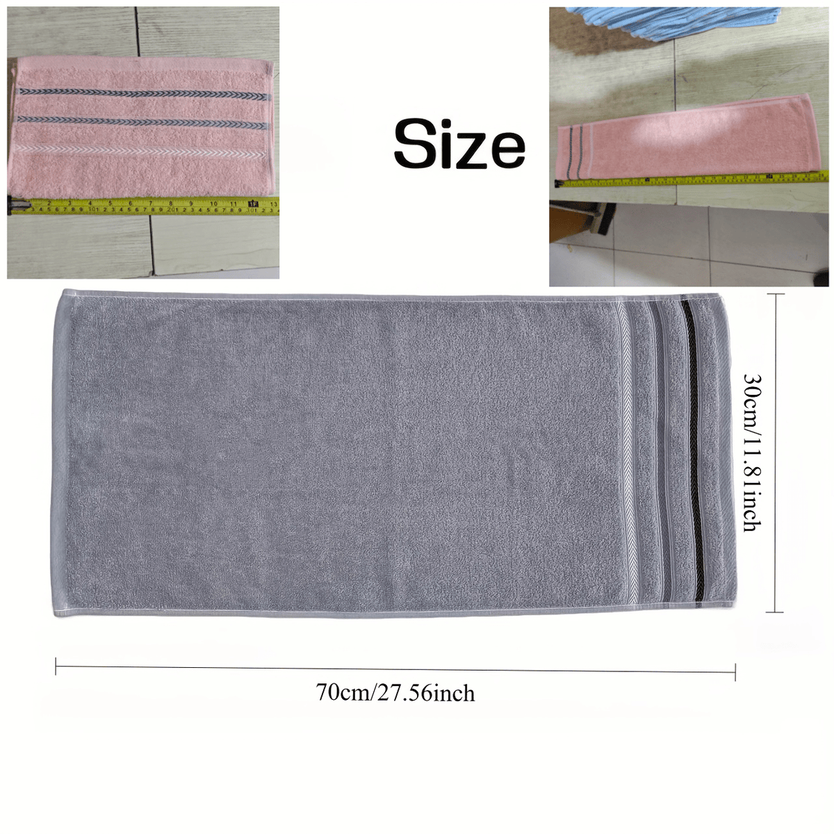 Two Tone Bathroom Towel Set of 2 with Reinforced Edge Stripes, Soft Lightweight Towels in Six Paired Color Options for Everyday Home Drying Routines