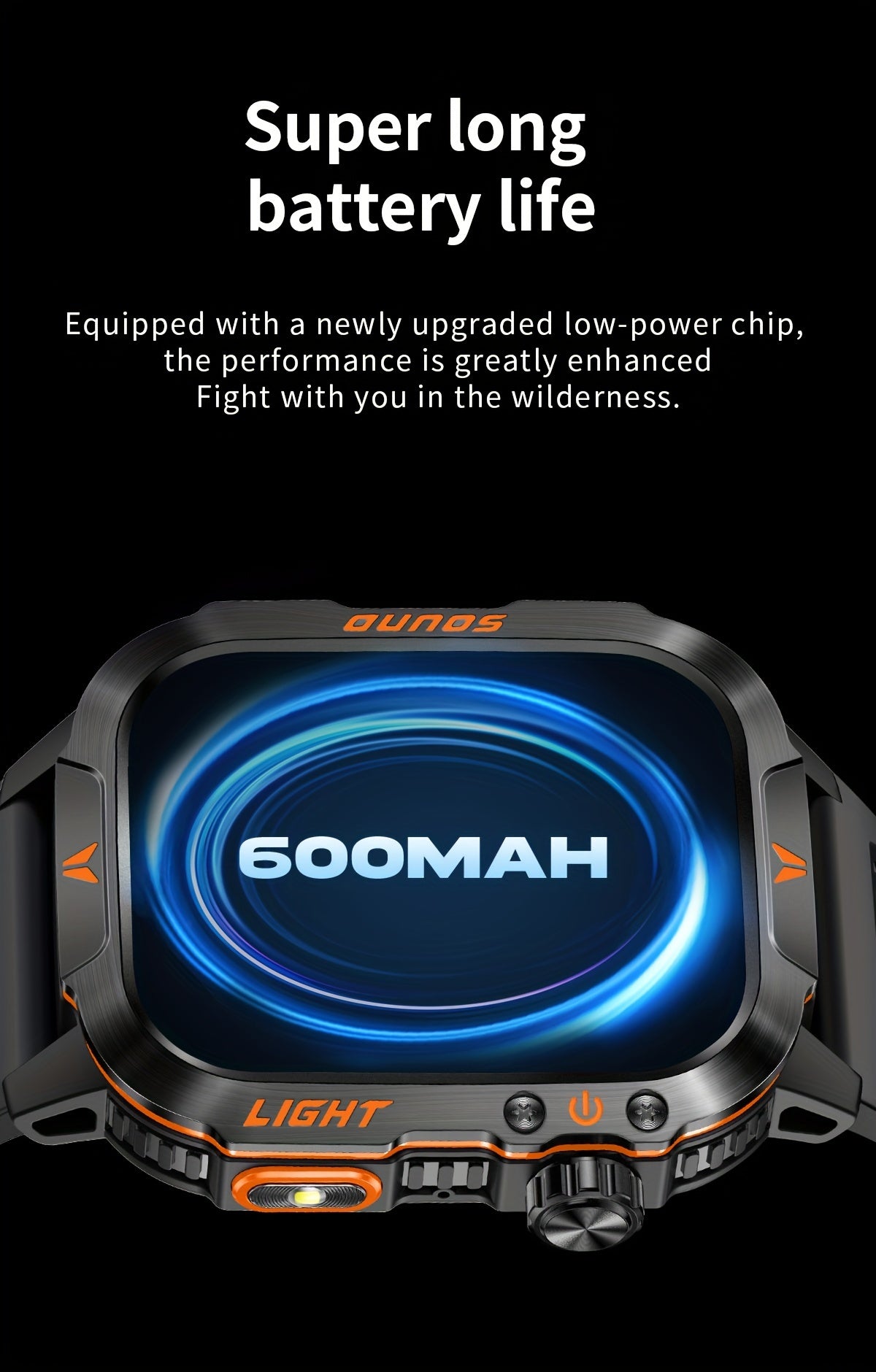 Outdoor Calling Smartwatch with Listed Compass, Altimeter, Barometer and LED Flashlight, 600mAh Battery and Sleep Tracking in Five Style Labels for Men