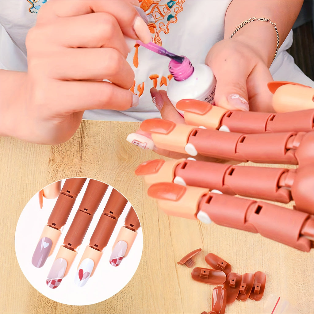 Flexible Nail Practice Hand for Acrylic Nail Training, Pink Hand Mold or Hand Model Set Options with Source-Listed Glue and Over-300g Weight Wording