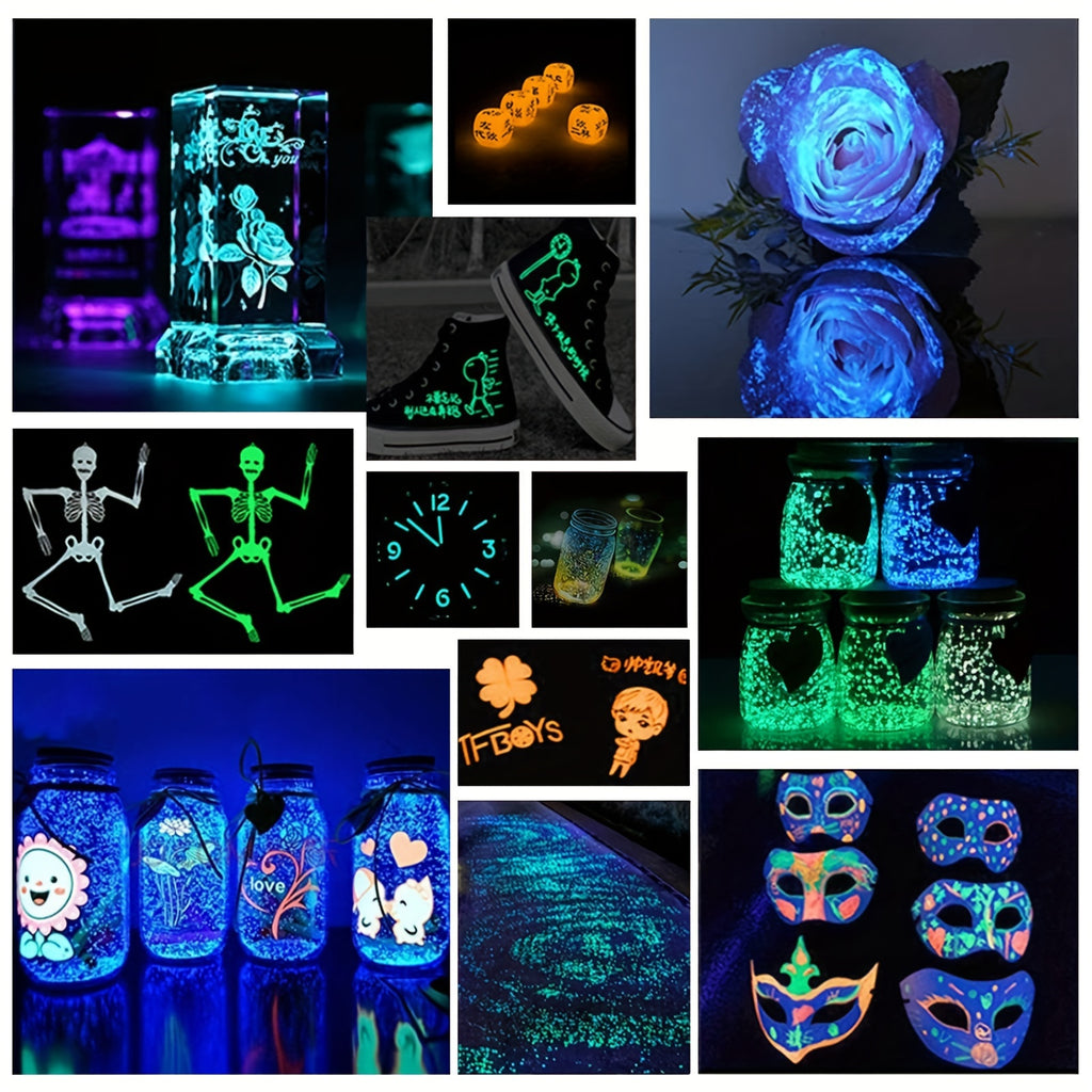 Glow in the Dark Pigment Powder by DEWEL, Strontium Aluminate Craft Colorant in 12 or 18 Color Options for Compatible Epoxy Resin Art and Decorative Projects