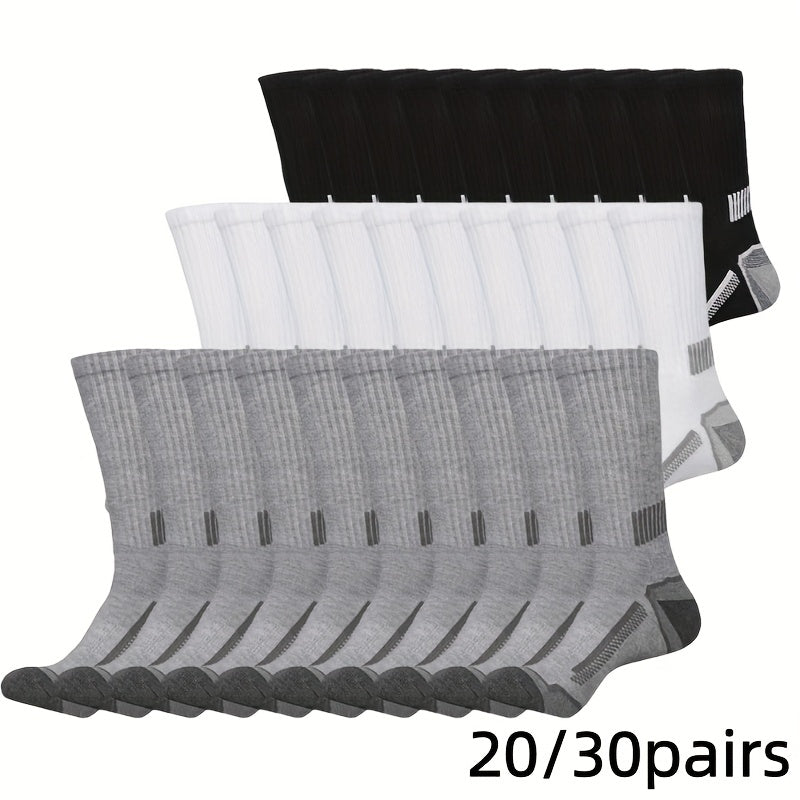 Black Men's Knit Socks 20-Pair Multipack with Smooth Fabric Texture and Solid Color Design, One-Size Label for Fall, Winter, Sports and Everyday Casual Wear