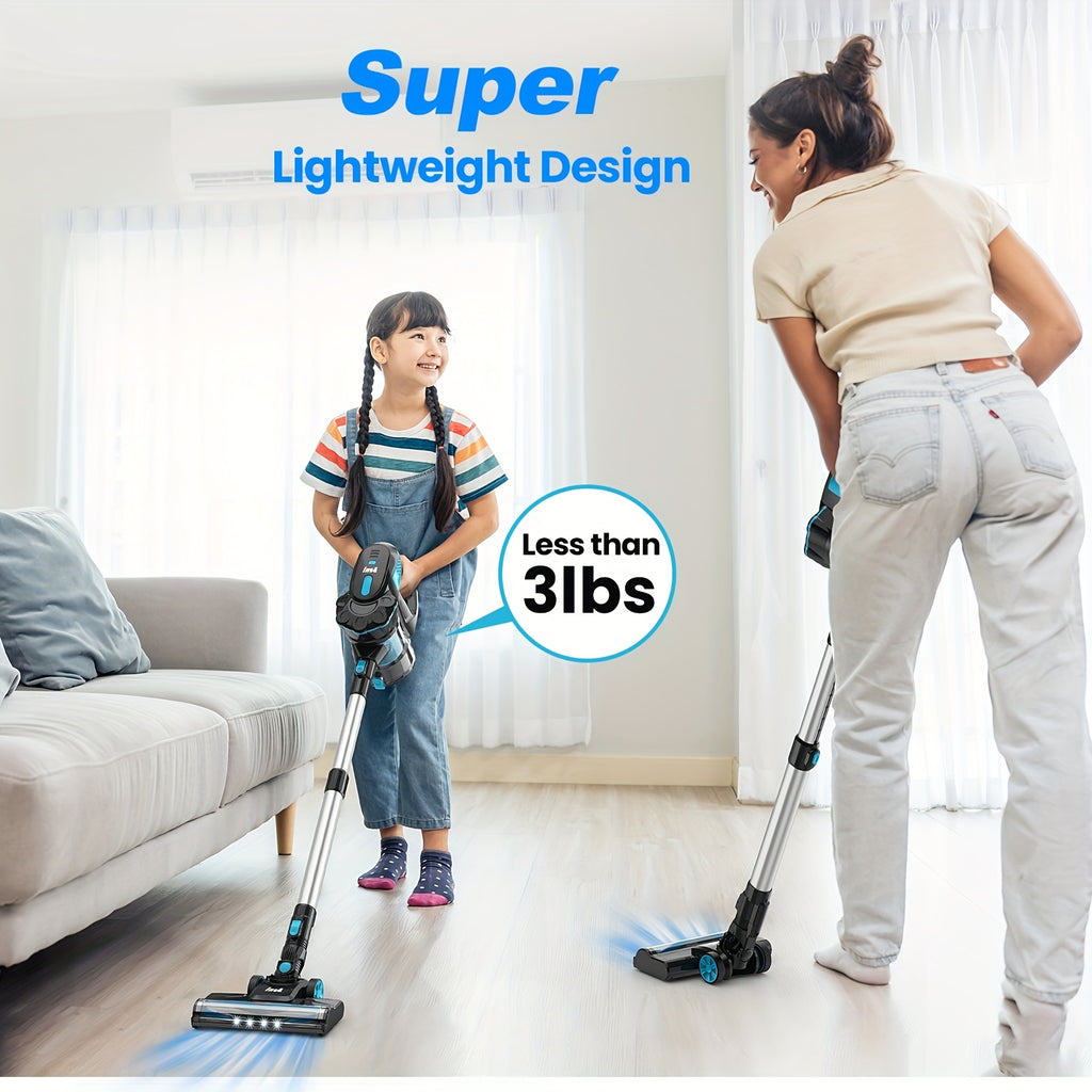 29kPa Portable Vacuum Cleaner by INSE with LED-Lit Nozzle and Listed Attachments for Pet Hair, Carpet, Wood Floor and Car Interior Cleanup in Three Color Options