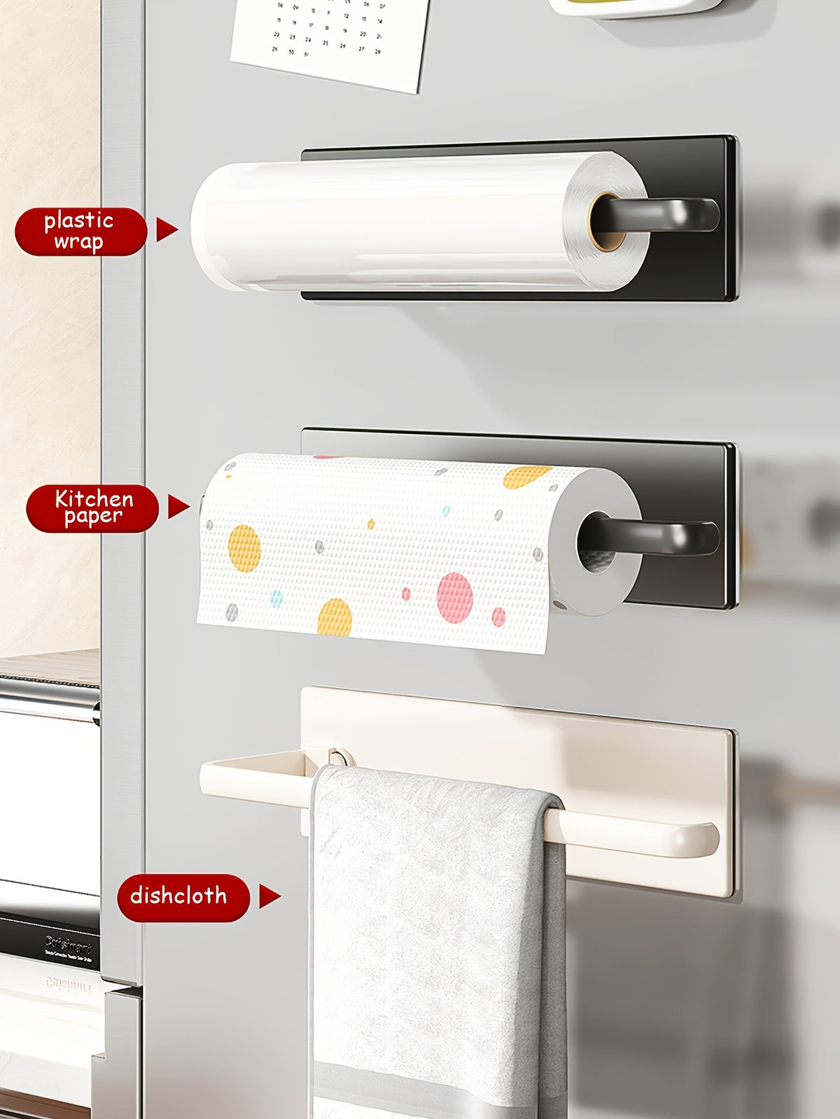 Under Cabinet Paper Towel Holder by Amoichic, Single Plastic Hanging Roll Dispenser in Milky White, Grey or Black for Compact Kitchen and Bathroom Organization