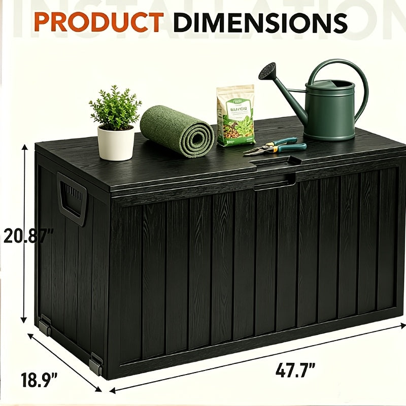 Flip-Top Patio Storage Box, Plastic Deck Organizer with Lockable Lid and Handle/Wheel References, Black 75 or Black 35 Model Options for Outdoor Essentials