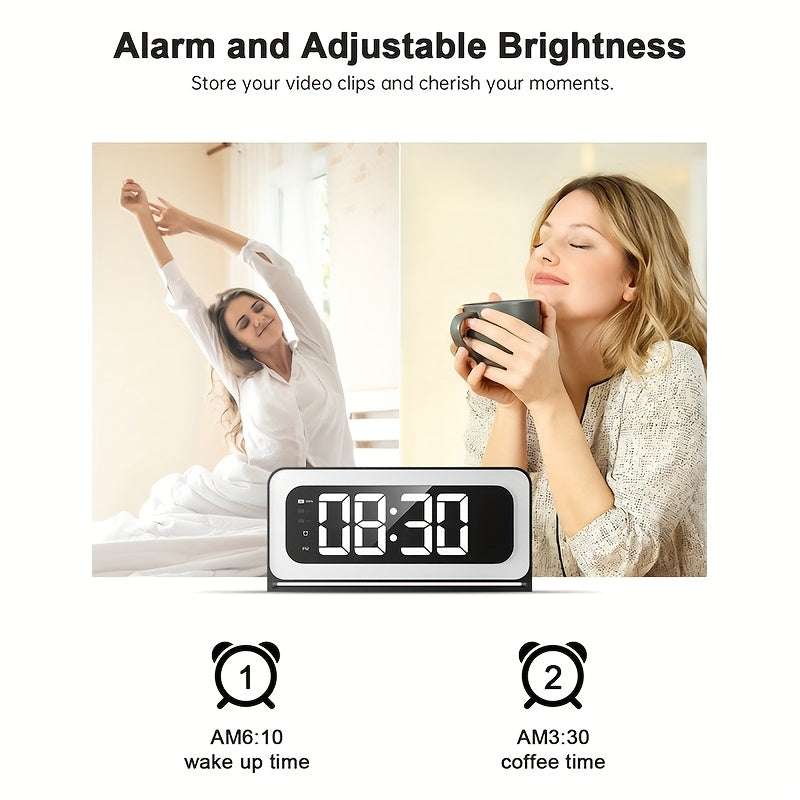 Alarm Clock Security Camera with 2K Video, Dual-Band 2.4GHz and 5GHz WiFi, Color Night Vision, Motion Detection and Two-Way Talk, Battery or USB Power